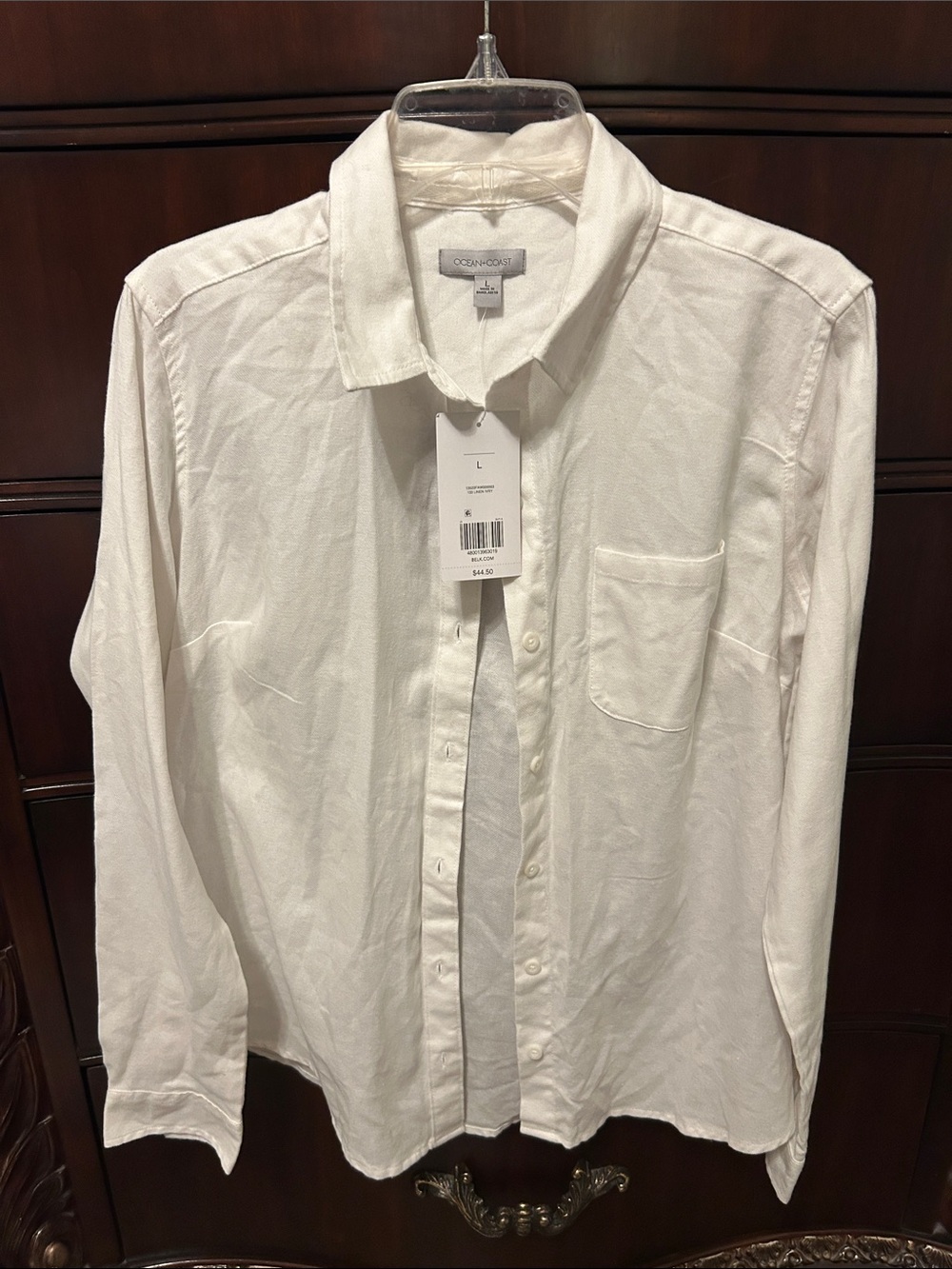 Women’s White Button-Up Shirt - Large